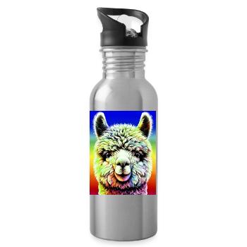 Alpaka - Trinkflasche mit integriertem Trinkhalm - Lightsilver - Rechts