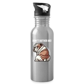 Don't Bother Me English Bulldog Bully Owner - Water bottle with straw - silver - Right