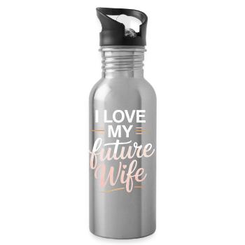 J’adore mon futur épouse Cadeau romantique - Gourde avec paille intégrée - argent clair - Droite