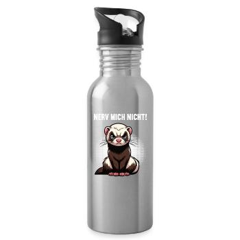 Nerv Mich Nicht Frettchen Frettchenbesitzer - Trinkflasche mit integriertem Trinkhalm - Lightsilver - Rechts