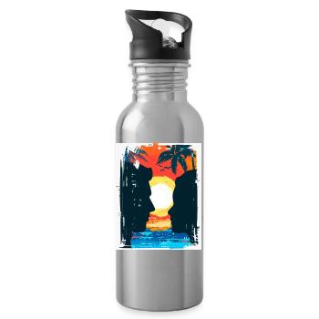 Tropischer Sonnenuntergangsliebhaber - Trinkflasche mit integriertem Trinkhalm - Lightsilver - Rechts