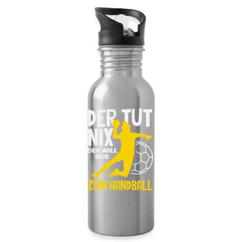 Handball Handballer Handball Trainer Fan Geschenk - Trinkflasche mit integriertem Trinkhalm - Lightsilver - Rechts