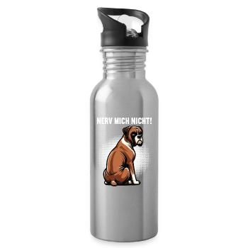 Nerv Mich Nicht Boxer Boxerhalter Boxerbesitzer - Trinkflasche mit integriertem Trinkhalm - Lightsilver - Rechts