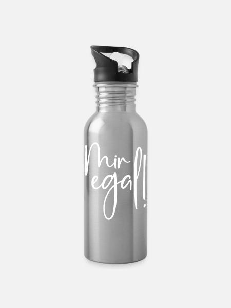 Mir egal - Trinkflasche mit integriertem Trinkhalm - Lightsilver