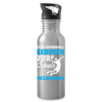 Handball Handballer Handball Trainer Fan Geschenk - Trinkflasche mit integriertem Trinkhalm - Lightsilver - Rechts