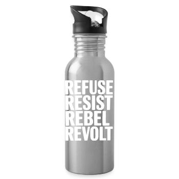 Weigern Widerstand Rebellenaufstand - Trinkflasche mit integriertem Trinkhalm - Lightsilver - Rechts
