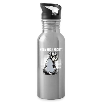 Nerv Mich Nicht Schnauzer Riesenschnauzer  - Trinkflasche mit integriertem Trinkhalm - Lightsilver - Rechts