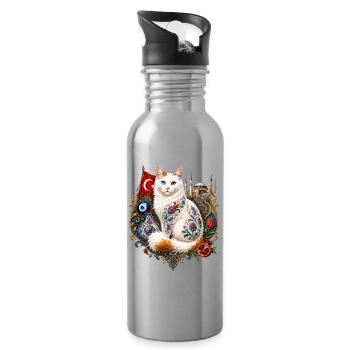 Osmanische Katze - Trinkflasche mit integriertem Trinkhalm - Lightsilver - Rechts