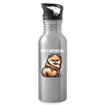 Don't Bother Me Pomeranian Pomeranian Pomeranian Spitz Dog - Water bottle with straw - silver - Right