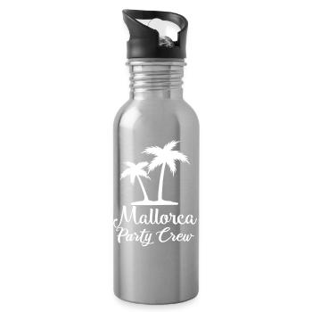 Mallorca Party Crew Palm Trees - Water bottle with straw - silver - Right