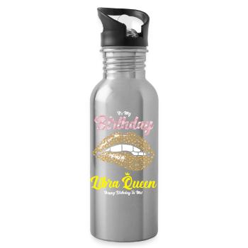 Zodiac sign Libra - Water bottle with straw - silver - Right