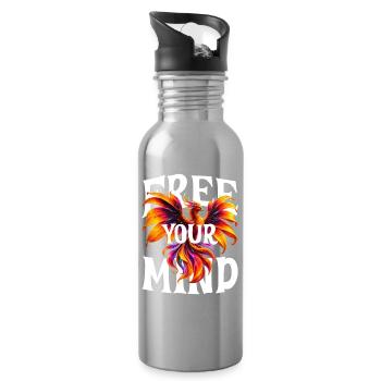 Phoenix Free Your Mind - Water bottle with straw - silver - Right