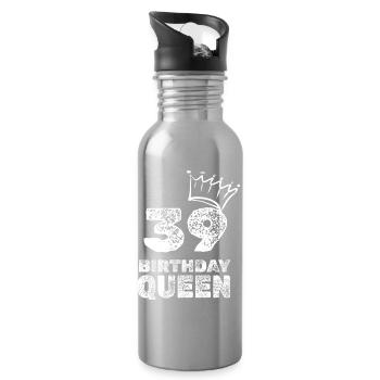 Birthday 39 - Water bottle with straw - silver - Right