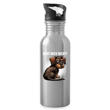 Nerv Mich Nicht Rauhaardackel Dackel Dackelhalter - Trinkflasche mit integriertem Trinkhalm - Lightsilver - Rechts