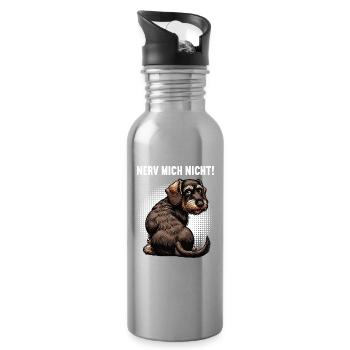 Nerv Mich Nicht Rauhaardackel Dackel Dackelhalter - Trinkflasche mit integriertem Trinkhalm - Lightsilver - Rechts