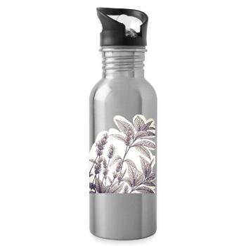 Lavender study in the foliage - Water bottle with straw - silver - Right