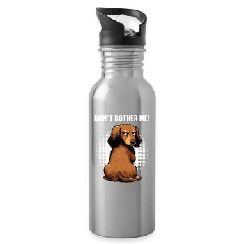 Don't Bother Me Long Hair Dachshund Dachshund Dachshund Holder - Water bottle with straw - silver - Right