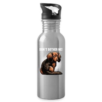 Don't Bother Me Long Hair Dachshund Dachshund Dachshund Holder - Water bottle with straw - silver - Right