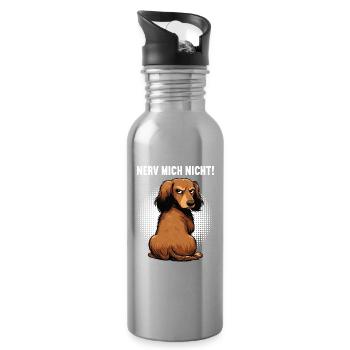 Nerv mich Nicht Langhaardackel Dackel Dackelhalter - Trinkflasche mit integriertem Trinkhalm - Lightsilver - Rechts
