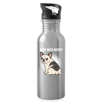 Nerv Mich Nicht Französische Bulldogge Frenchie  - Trinkflasche mit integriertem Trinkhalm - Lightsilver - Rechts