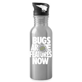 Bugs Are Features Now – Programmierer Humor - Trinkflasche mit integriertem Trinkhalm - Lightsilver - Rechts