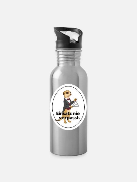 Erdmännchen Triangel Musiker Geschenk - Trinkflasche mit integriertem Trinkhalm - Lightsilver