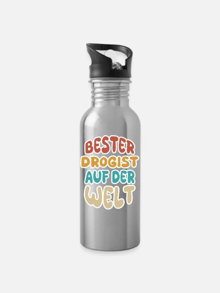 Beruf Drogist - Trinkflasche mit integriertem Trinkhalm - Lightsilver