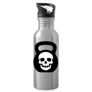 Totenkopf Kettlebell Logo - Trinkflasche mit integriertem Trinkhalm - Lightsilver - Rechts