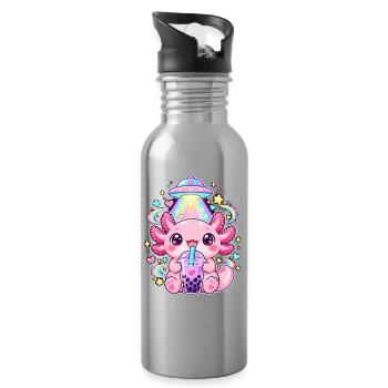Vintage Japanese Axolotl Buchliebhaber UFO Alien - Trinkflasche mit integriertem Trinkhalm - Lightsilver - Rechts