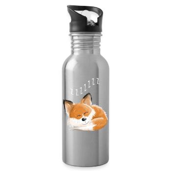 Fuchs am Schlafen - Traum - Träumen - Füchse - Trinkflasche mit integriertem Trinkhalm - Lightsilver - Rechts