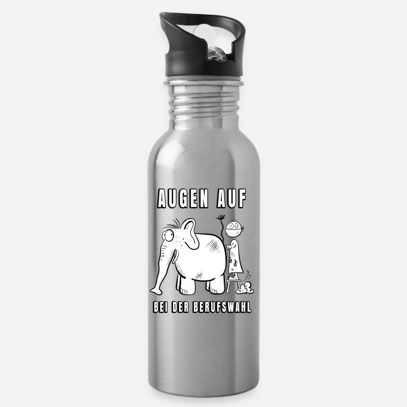 Augen Auf Bei Der Berufswahl I Tierarzt Geschenk - Trinkflasche mit integriertem Trinkhalm - Lightsilver