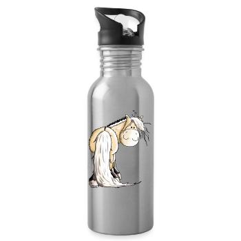 Goldiger Norweger - Fjordpferd - Trinkflasche mit integriertem Trinkhalm - Lightsilver - Rechts