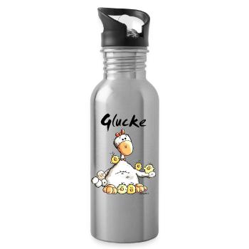 Glückliche Glucke - Trinkflasche mit integriertem Trinkhalm - Lightsilver - Rechts