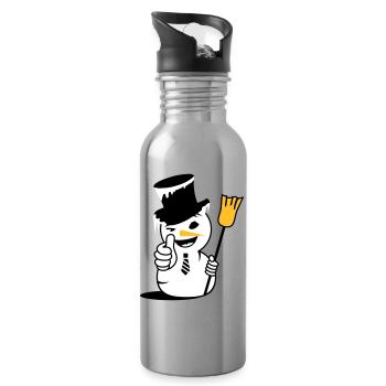 Cooler Schneemann mit Daumen nach oben - Trinkflasche mit integriertem Trinkhalm - Lightsilver - Rechts