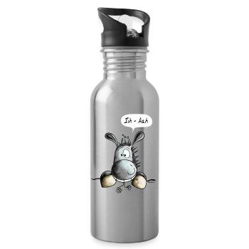 Abenteuerlustiger Esel - Trinkflasche mit integriertem Trinkhalm - Lightsilver - Rechts