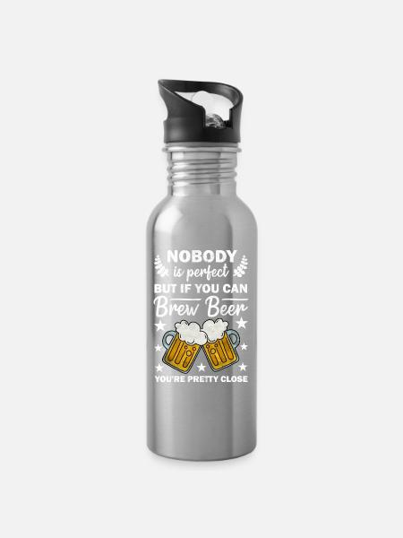 Bier Brauer Brauen - Trinkflasche mit integriertem Trinkhalm - Lightsilver