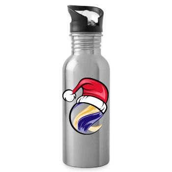 Tournoi de volleyball du Père Noël Bonnet de Noël - Gourde avec paille intégrée - argent clair - Droite