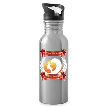 BORN TO SURF Surfer Wellenreiten Geschenk - Trinkflasche mit integriertem Trinkhalm - Lightsilver - Rechts