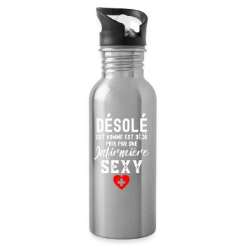 Cet homme est déjà pris par une infirmière sexy - Gourde avec paille intégrée - argent clair - Droite