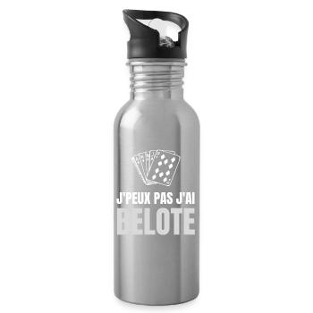 T-shirt Humor Jeux de Cartes belote - Gourde avec paille intégrée - argent clair - Droite