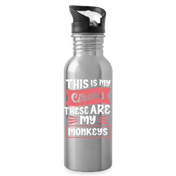 This Is My Circus My Monkeys Saying - Water bottle with straw - silver - Right
