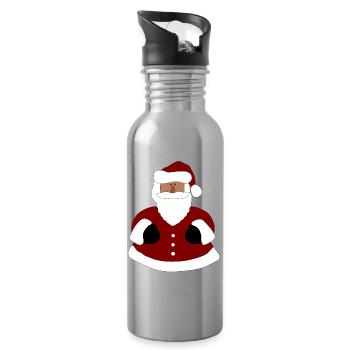 Santa Umarmung Illustration - Trinkflasche mit integriertem Trinkhalm - Lightsilver - Rechts
