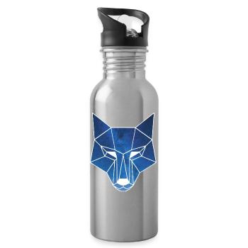 Loup blanc et ciel étoilé - Gourde avec paille intégrée - argent clair - Droite