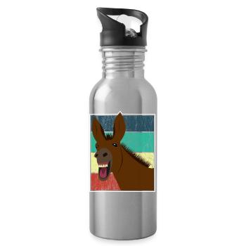 Maultier Muli Esel Pferd Vintage Geschenk - Trinkflasche mit integriertem Trinkhalm - Lightsilver - Rechts