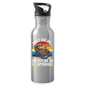 Spanien Urlaub Reise Faultier - Trinkflasche mit integriertem Trinkhalm - Lightsilver - Rechts
