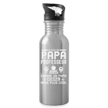 Papa professeur 2 - Gourde avec paille intégrée - argent clair - Droite