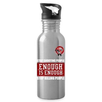 HÖRT AUF, MENSCHEN ZU ERSCHIESSEN! HÖRT AUF, MENSCHEN ZU TÖTEN! - Trinkflasche mit integriertem Trinkhalm - Lightsilver - Rechts