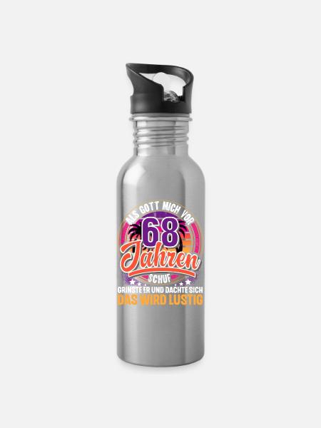 68. Geburtstag Als Gott Mich Schuf Vor - Trinkflasche mit integriertem Trinkhalm - Lightsilver