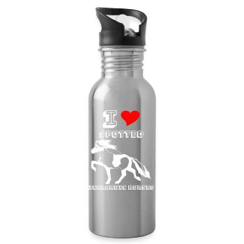 Edles Islandpferd Schecke Damen Mädchen - Trinkflasche mit integriertem Trinkhalm - Lightsilver - Rechts