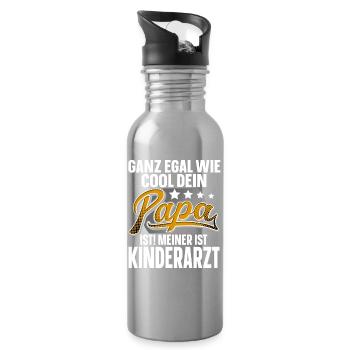 Kinderarzt Papa Vater Vatertag Cooler Papa - Trinkflasche mit integriertem Trinkhalm - Lightsilver - Rechts